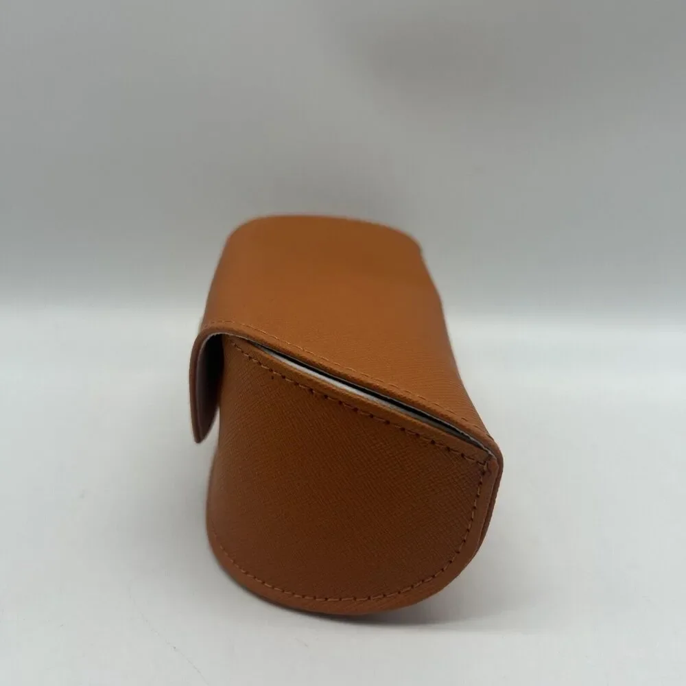 TORY BURCH Case Sunglasses Eyeglasses‎ Saffiano Leather Orange Snap Closure Logo
